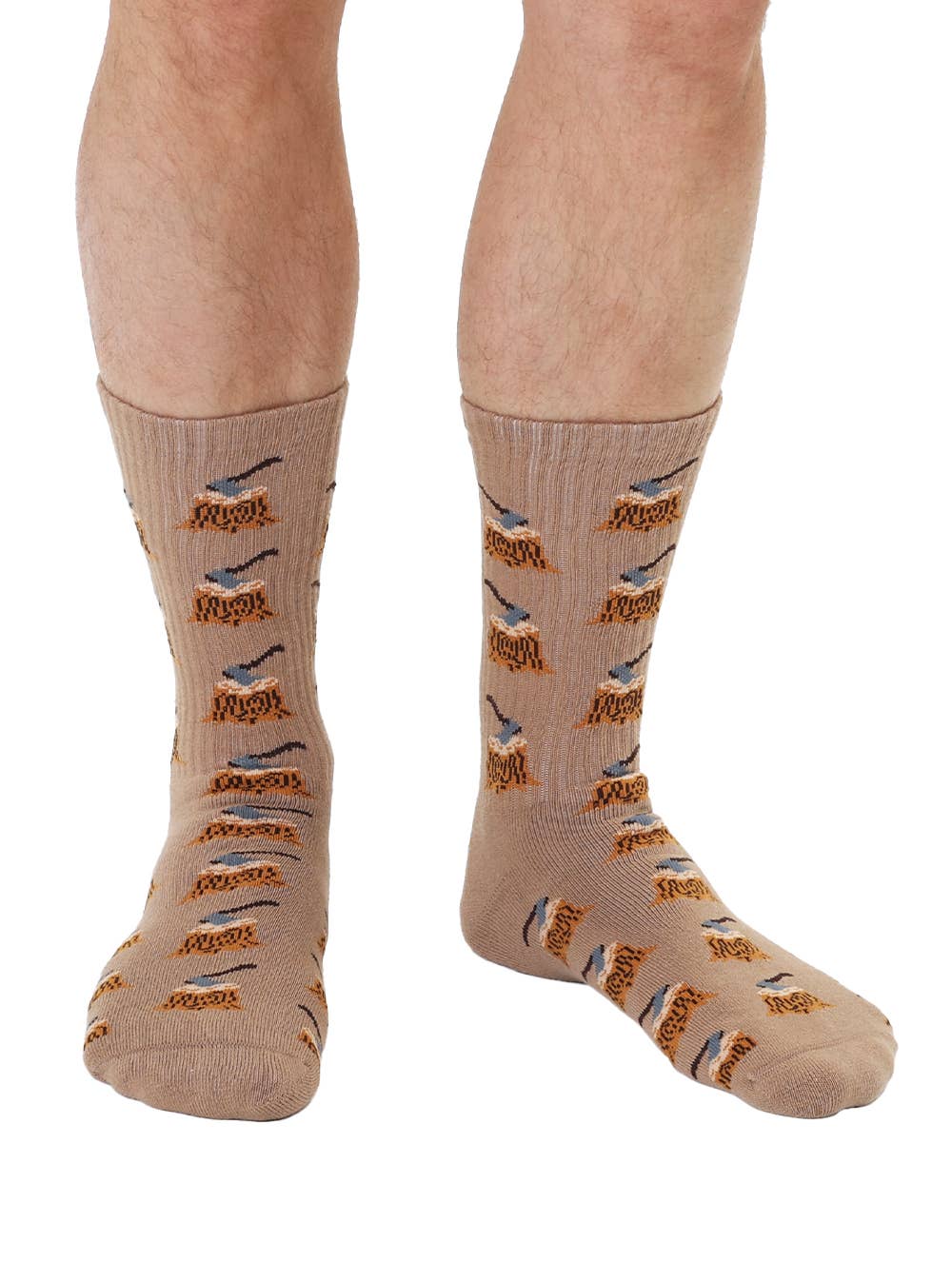 Classic Crew Socks - Men's Collection - Wood Axe - Brown | Living Royal
