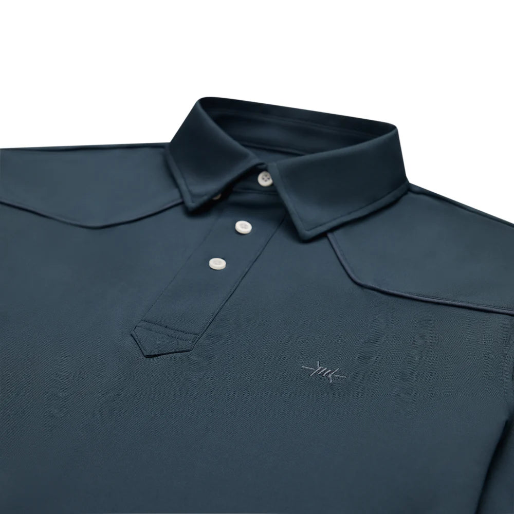 Lariat Western Polo In Indigo| Texas Standard