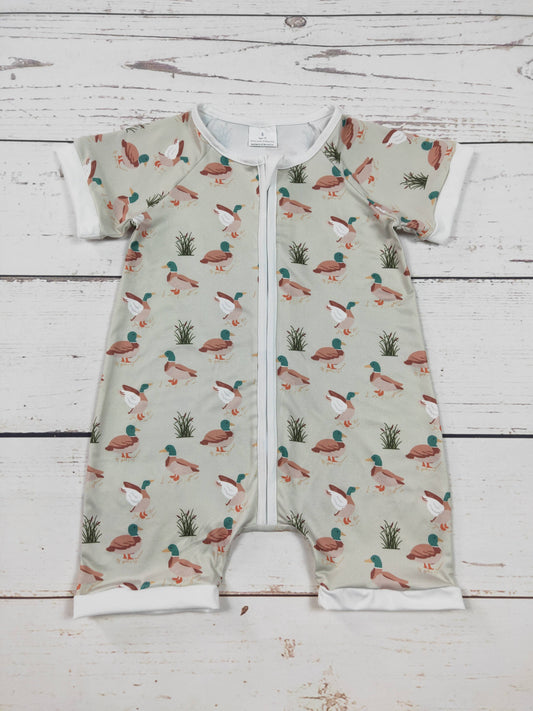 Baby Boy Duck Printed Zip Romper | SK