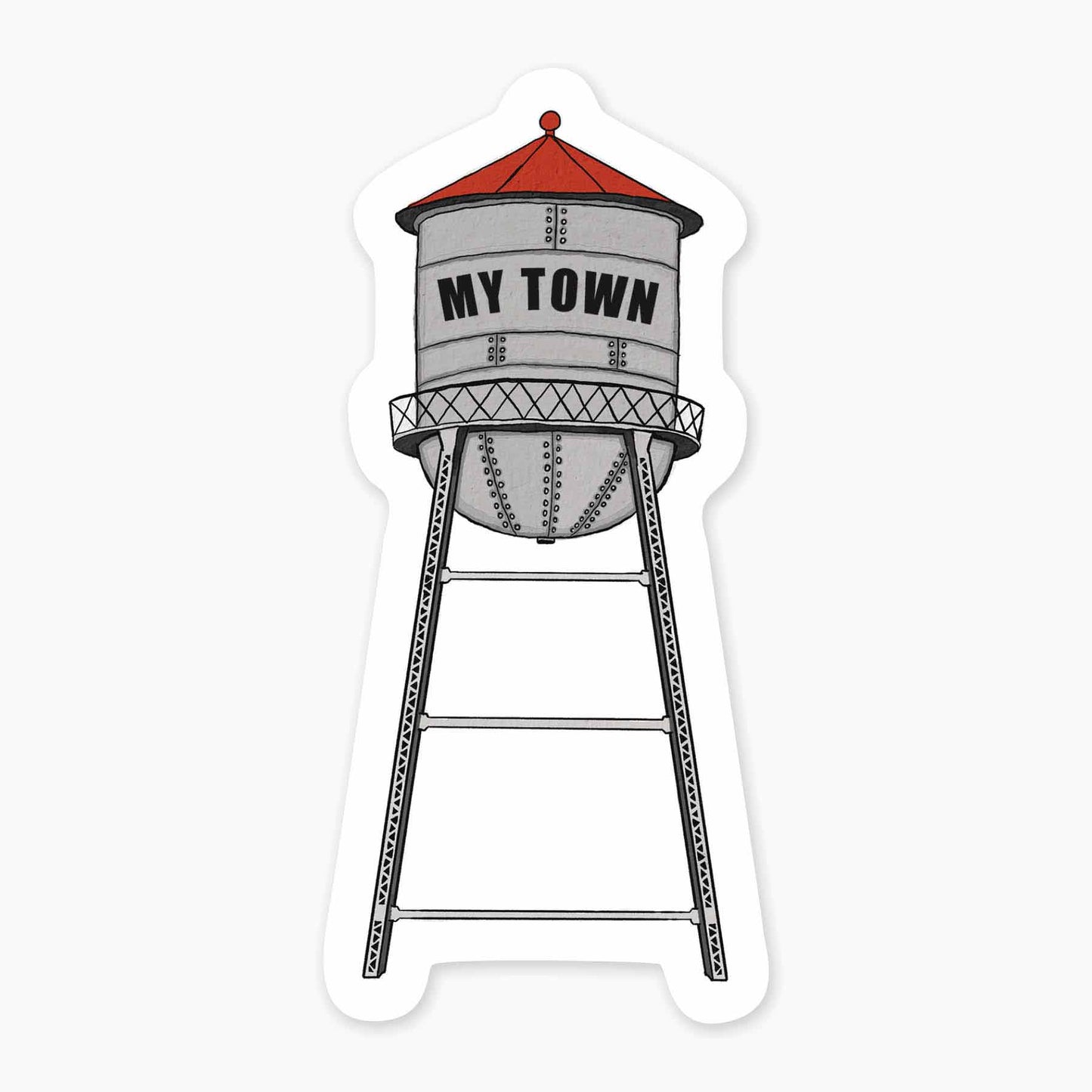 Water Tower - 3" Name Drop Sticker: Barcoded
