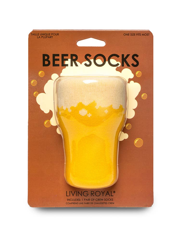 3D Packaged Crew Socks - Beer Glass - Yellow | Living Royal