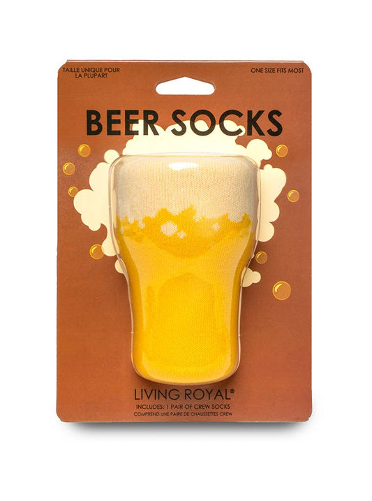 3D Packaged Crew Socks - Beer Glass - Yellow | Living Royal