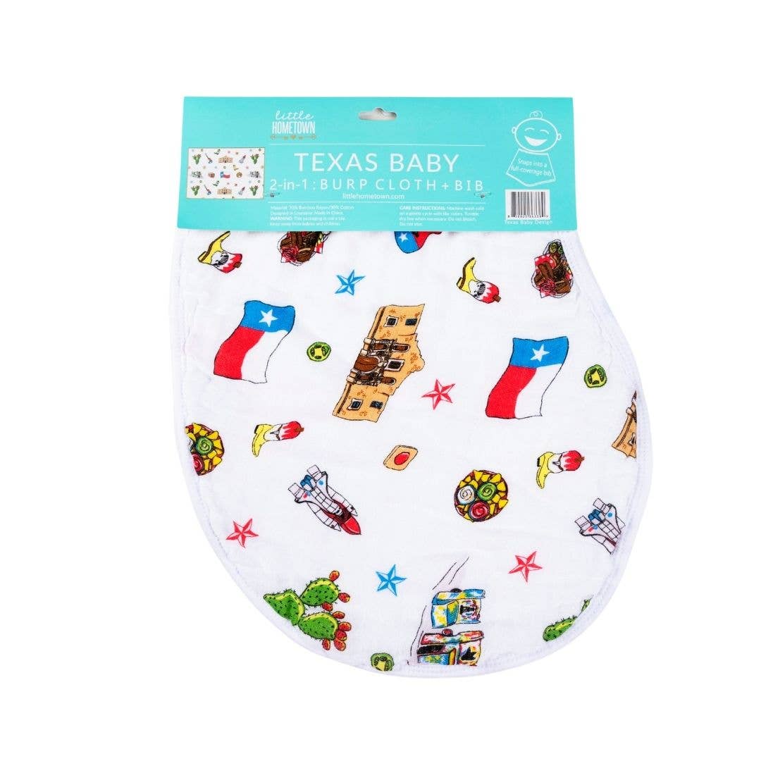 2-in-1 Burp Cloth and Bib: Texas Baby (Unisex) | Little Hometown