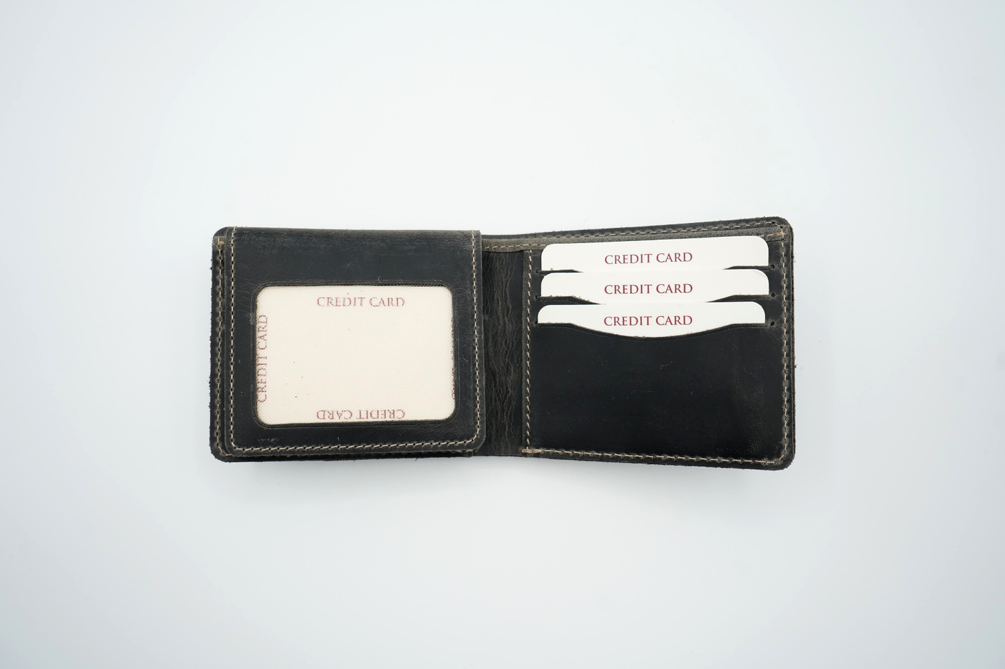 American Leather Goods - Men’s Full-Grain Crazy Leather Bifold Wallet with ID Window