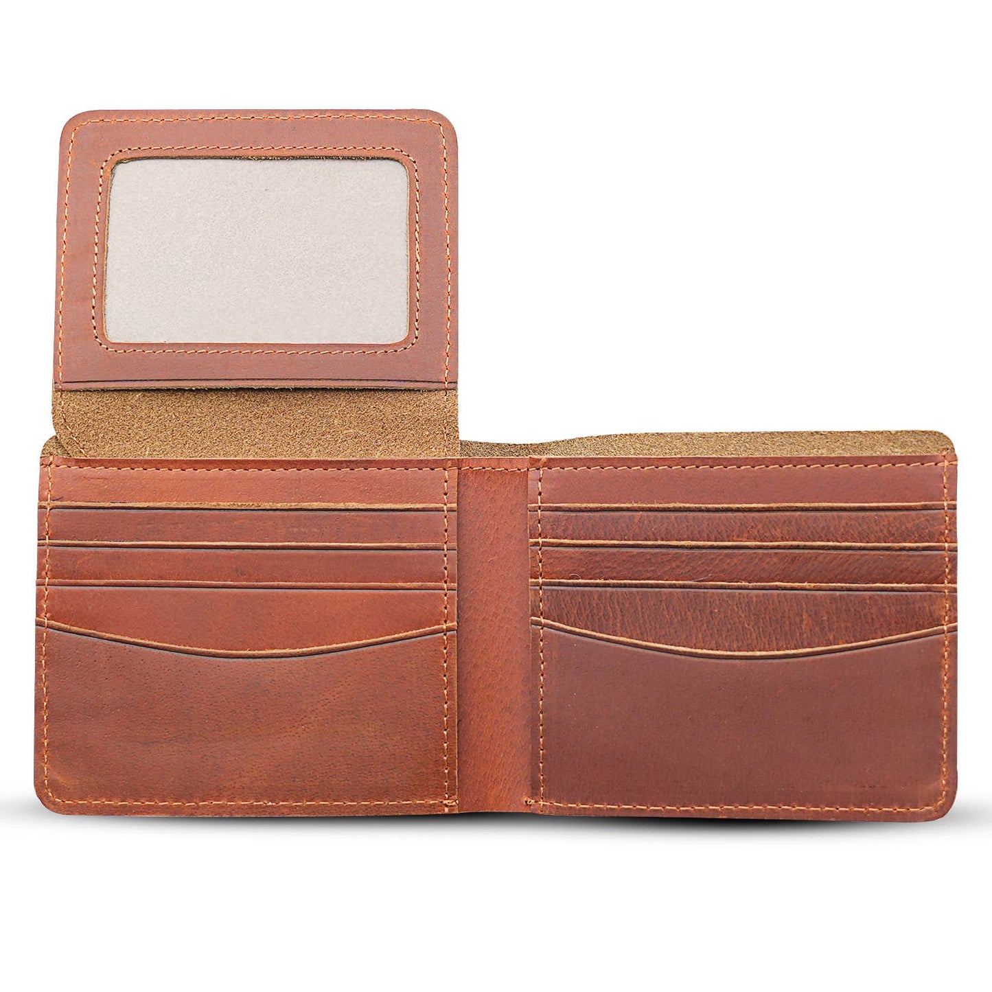 Genuine Leather Wallet w/Flap out ID Window in Brown | Leather Goods