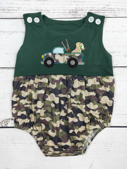 Dog Appliqué Camouflage Boy Bubbles
