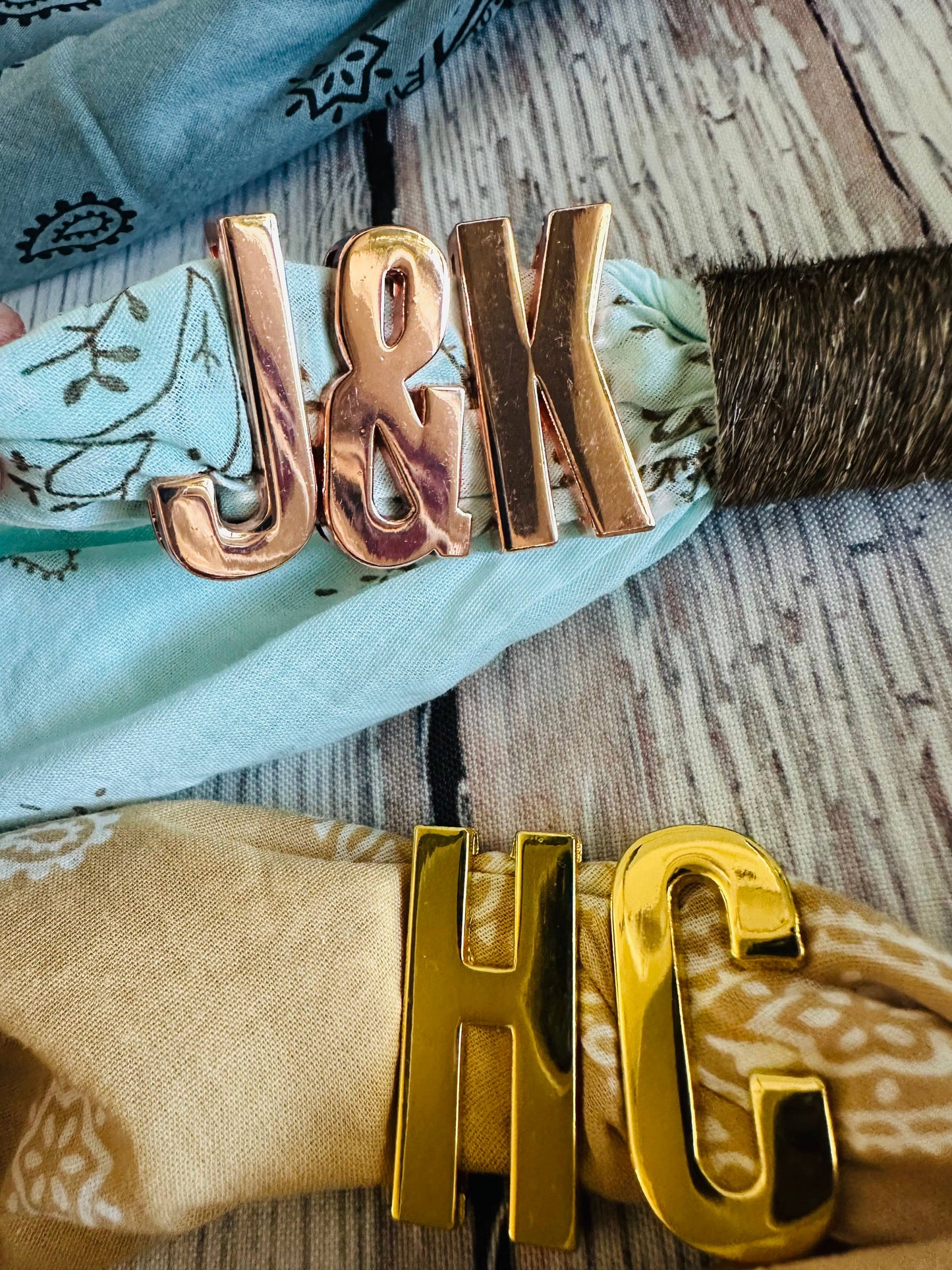 Gold Large Letter Bandana Slides