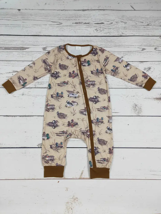 Baby Duck Printed Zipper Romper | SK