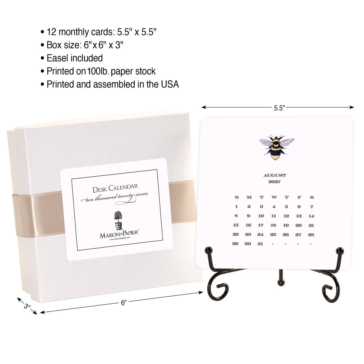 Maison de Papier - 2027 Desk Calendar with Easel