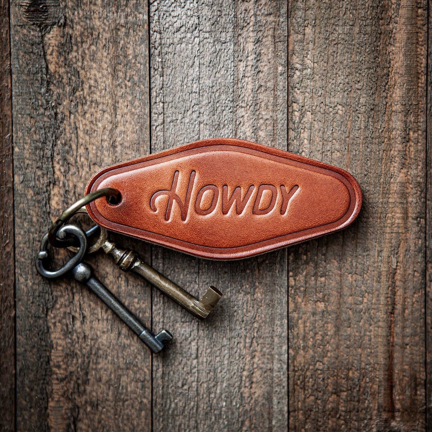 Howdy Leather Keychain Motel Style