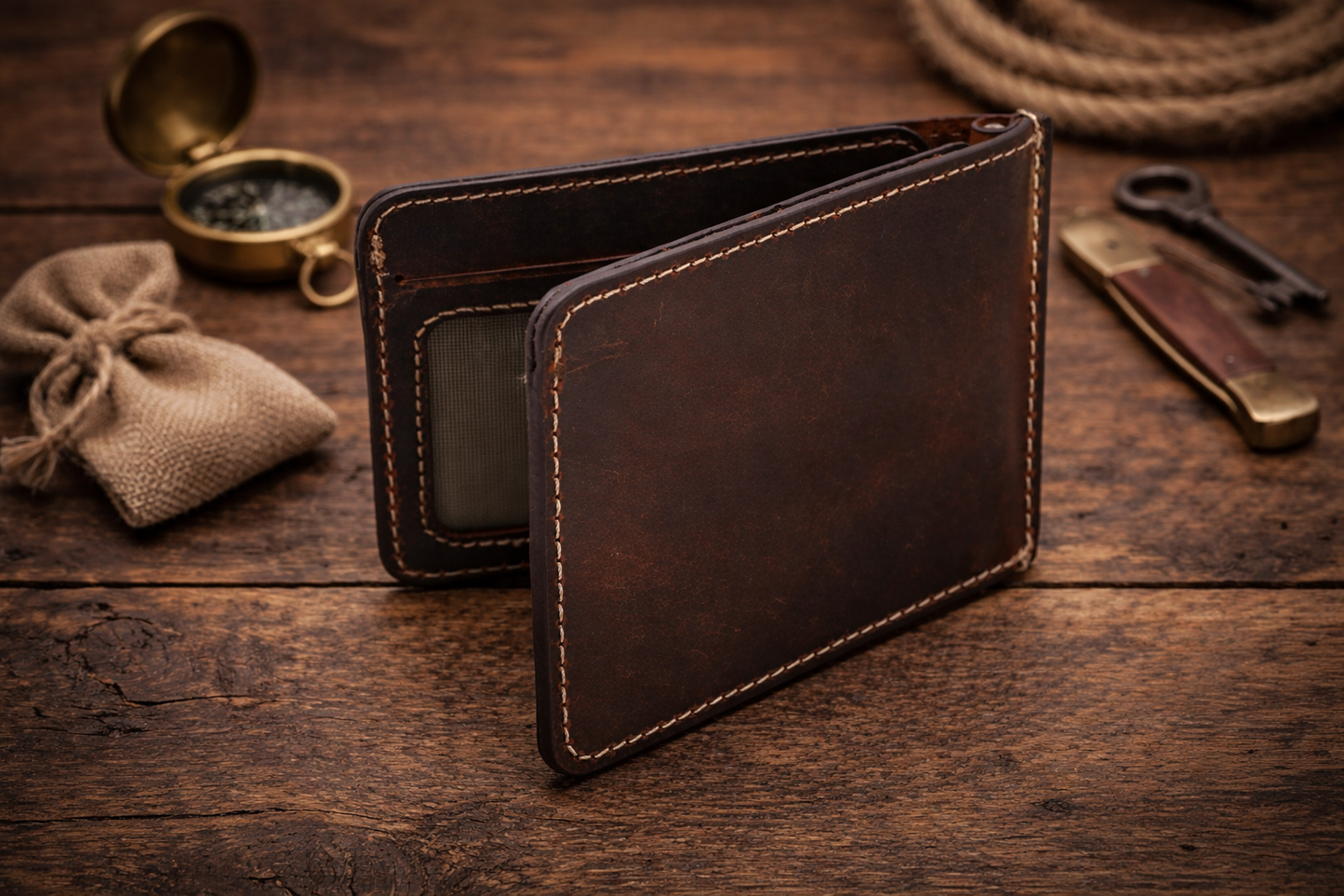 American Leather Goods - Leather Money Clip Wallet for Men, Bill Clip, Slim Wallet