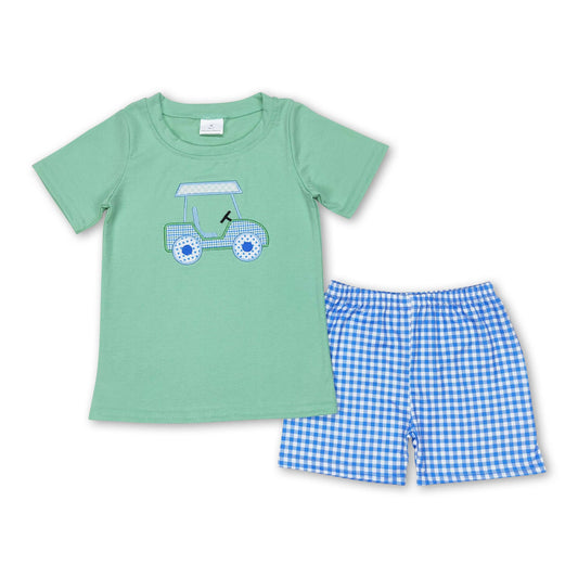 Youth Golf Embroidered Top w/Plaid Short Set