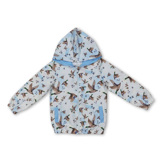 Youth Light blue Pocket Duck Zip Hooded Jacket
