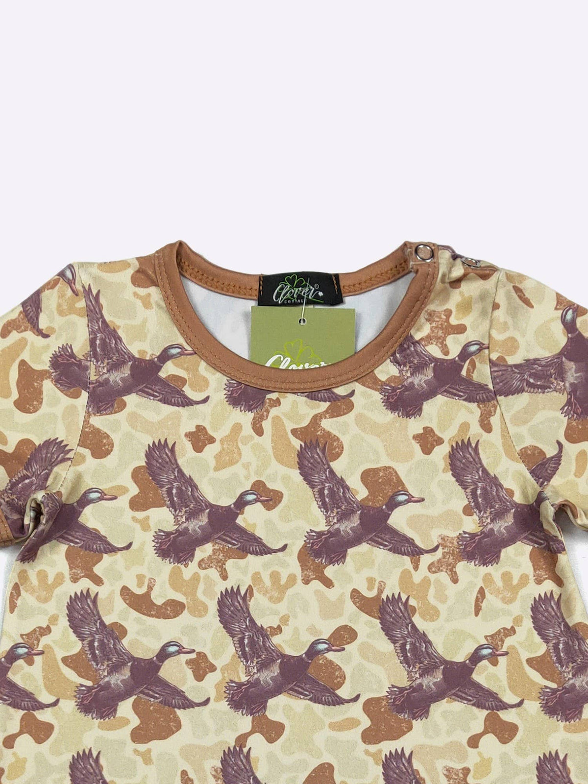 Muted Camo Duck Boy Romper | Clover Cottage