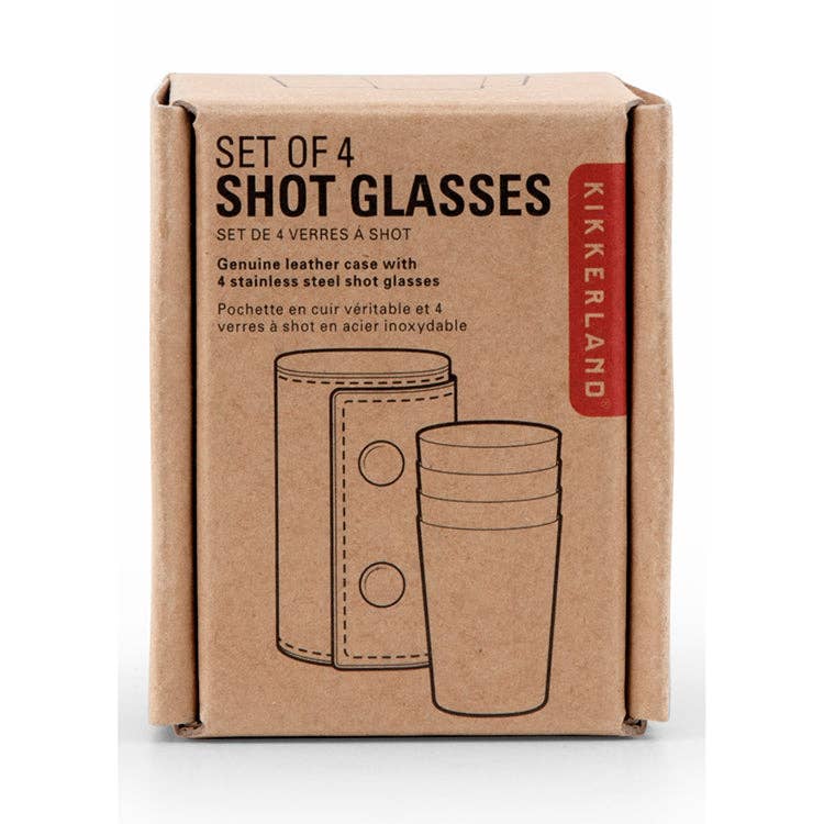 Kikkerland Design Inc - Shot Glasses With Leather Case