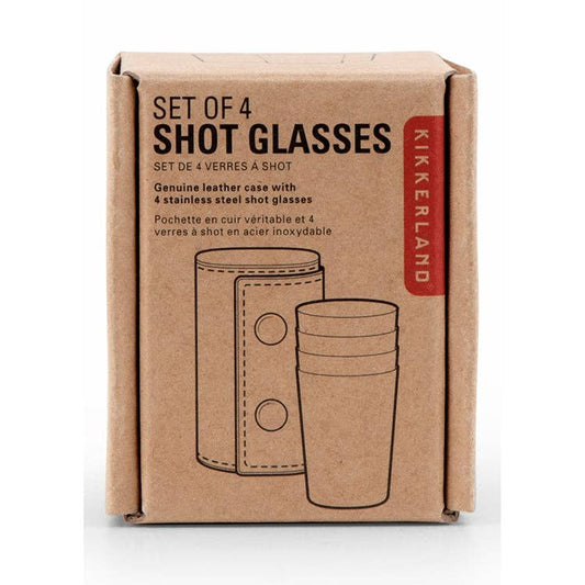 Kikkerland Design Inc - Shot Glasses With Leather Case