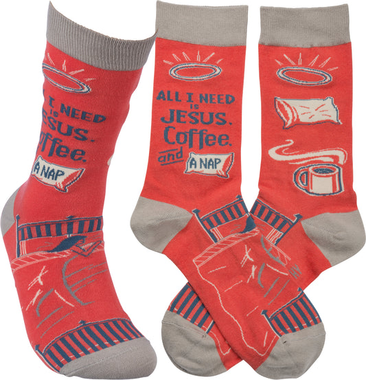 Jesus, Coffee, Naps Socks | Primitives by Kathy