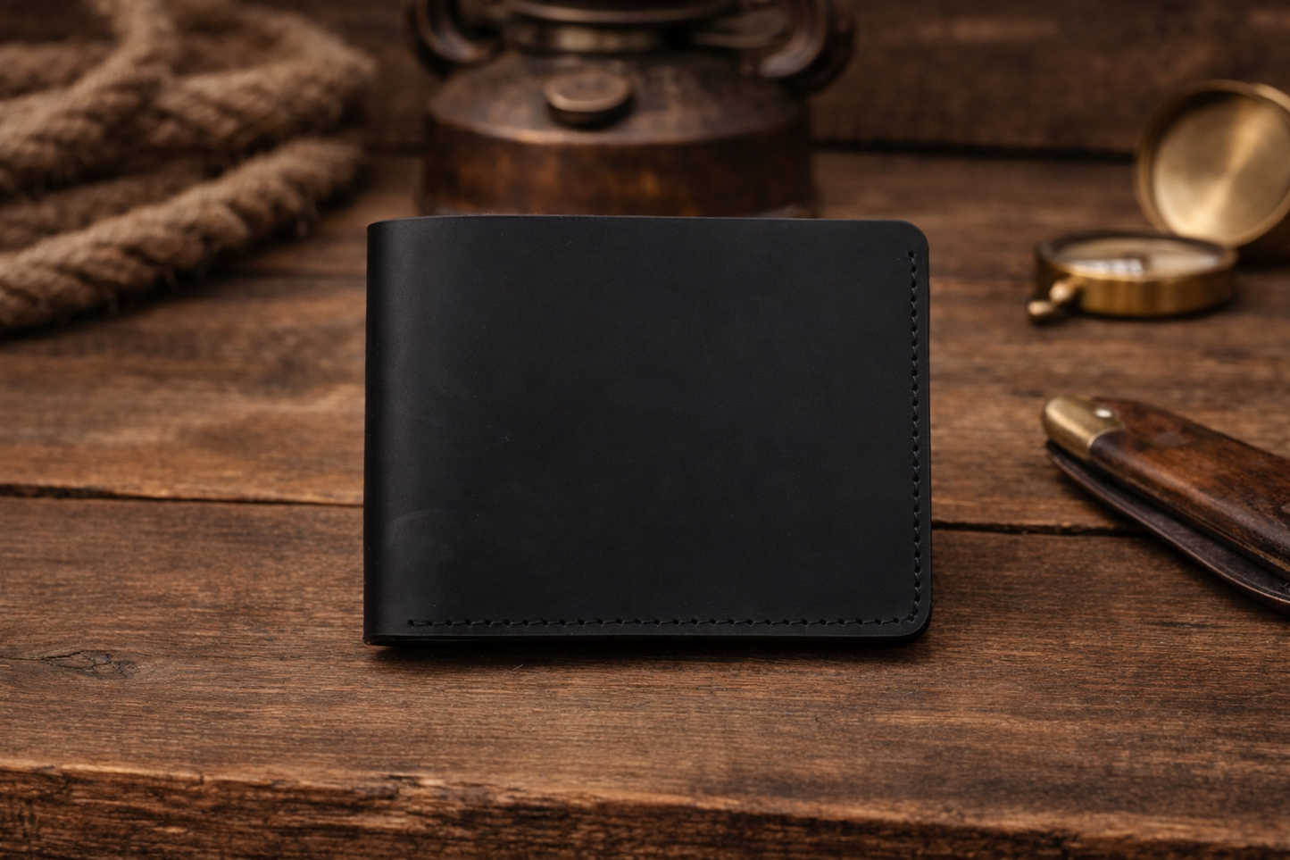American Leather Goods - Men’s Full-Grain Crazy Leather Bifold Wallet Premium Leather