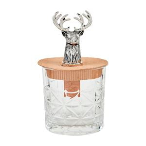 Antler Beverage Glass w/Deer Wine Stopper | Mud Pie