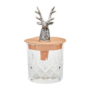 Antler Beverage Glass w/Deer Wine Stopper | Mud Pie