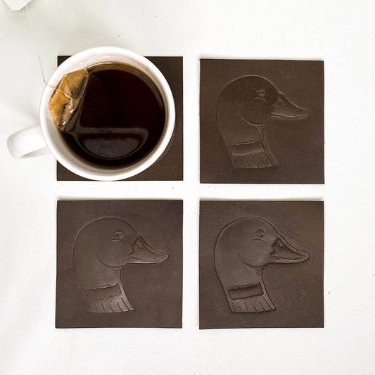 Duck Leather Embossed Coasters | The Texas Standard