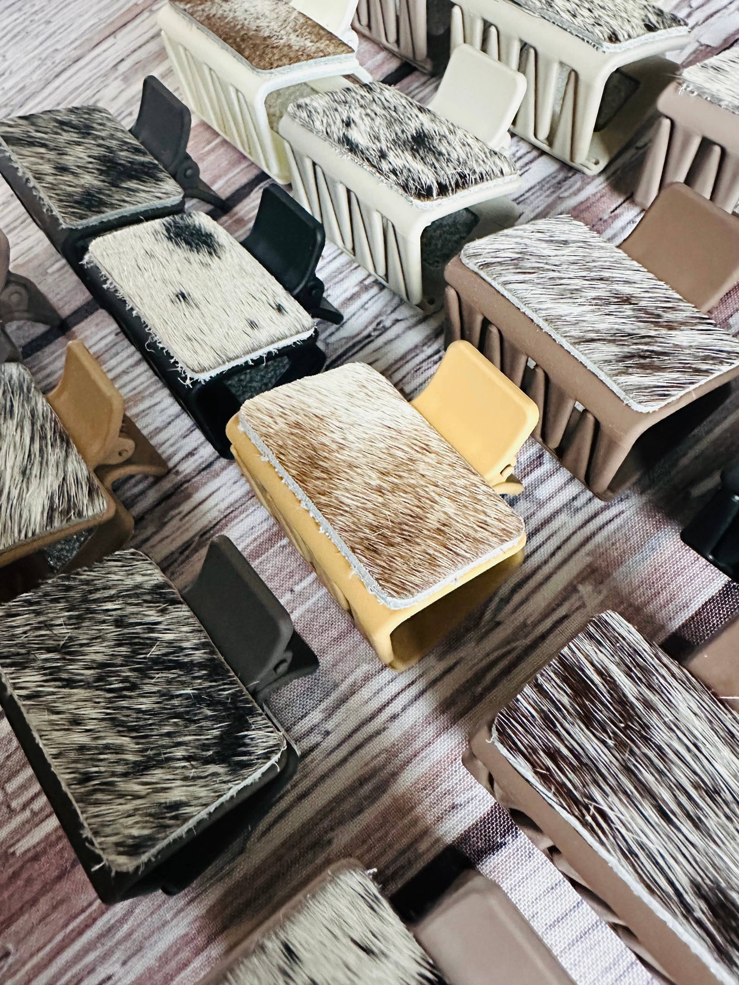 Neutral Cowhide Hair Clips