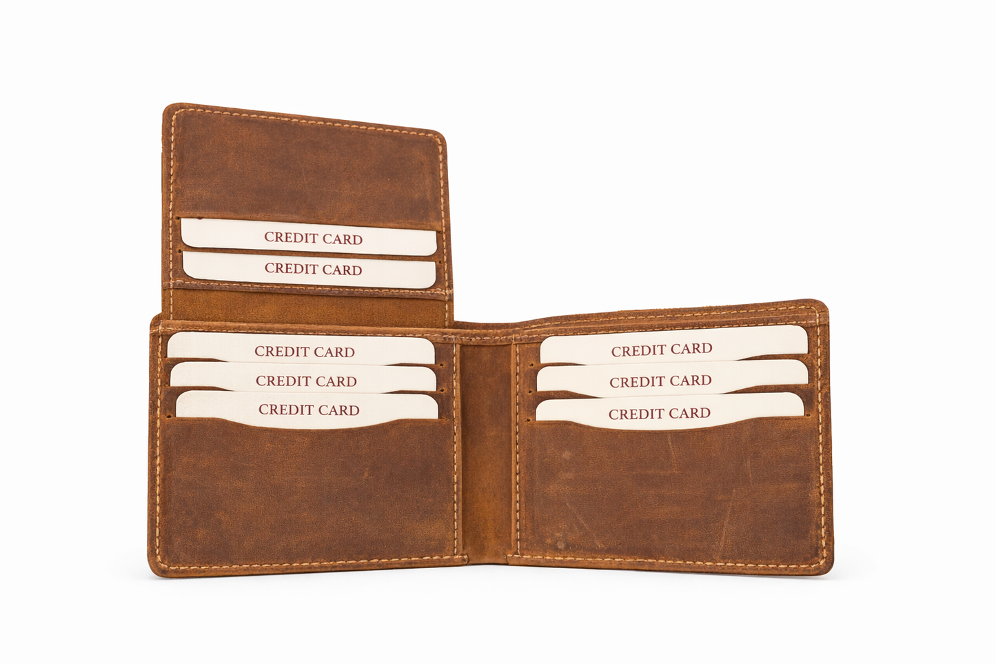 American Leather Goods - Men’s Full-Grain Crazy Leather Bifold Wallet with ID Window