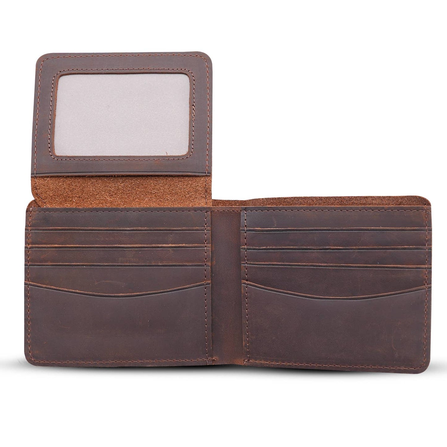 Genuine Leather Wallet w/Flap out ID Window in Brown | Leather Goods