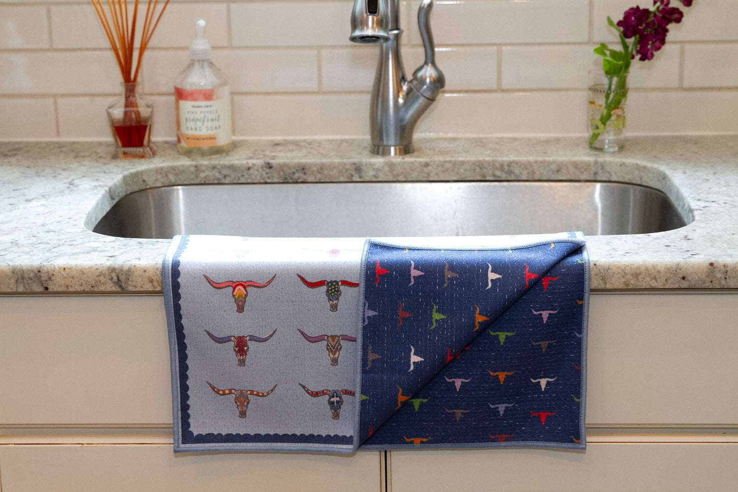 Double Sided Longhorn Tea Towel
