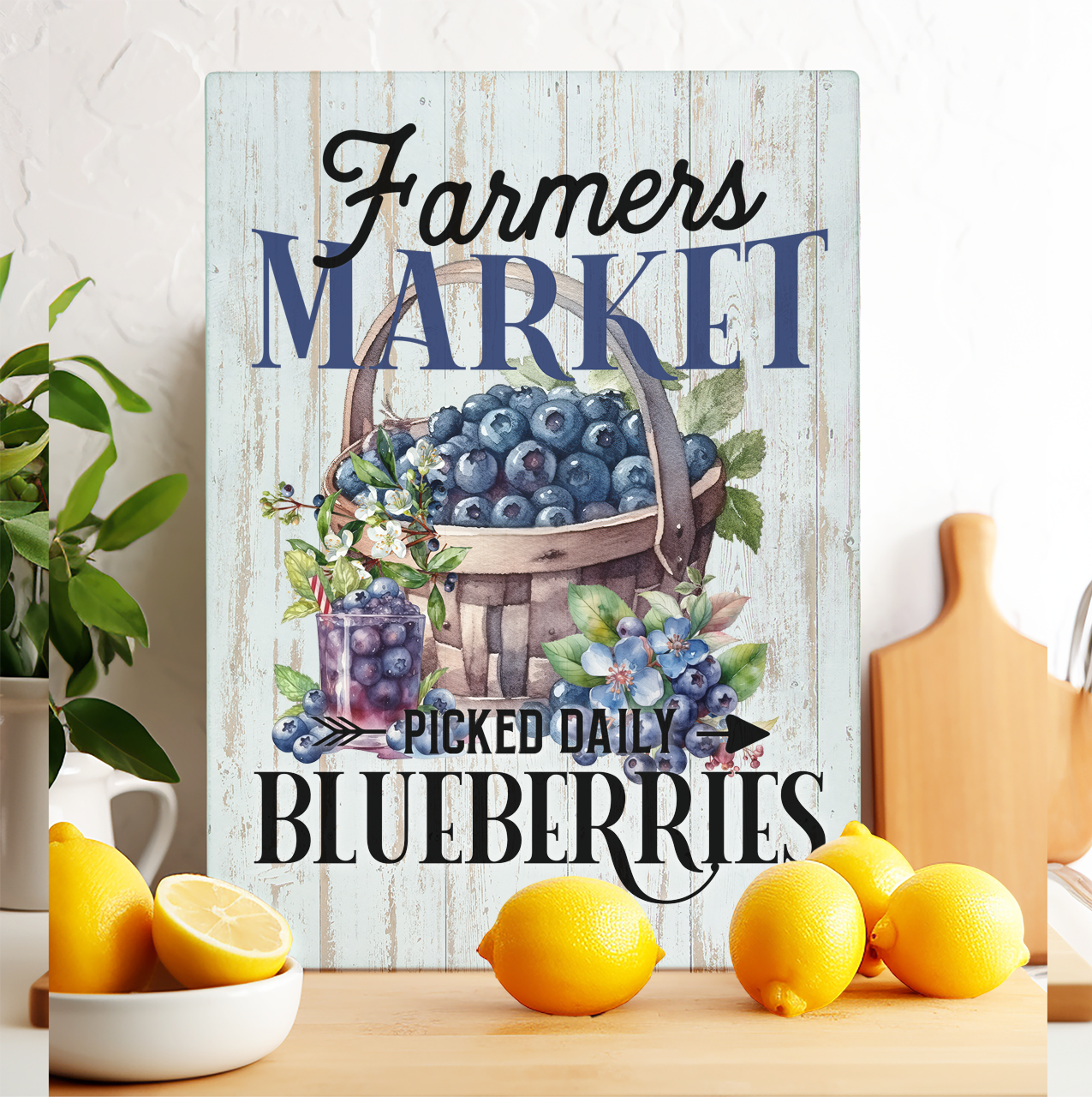 Avery Lane Gifts - Glass Trivet Farm Fresh Blueberries