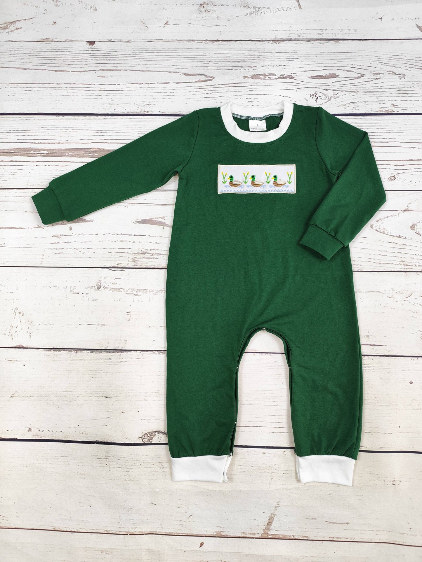 Baby Boy Cotton Duck Appliqué Romper: 6-12M