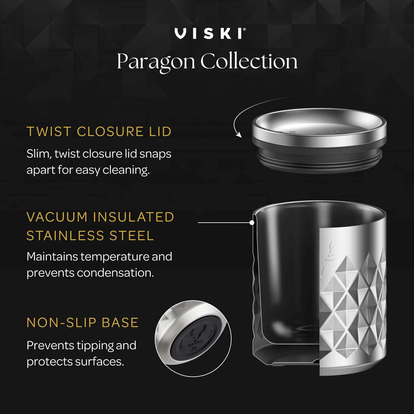 Paragon Stainless Steel Rocks Tumbler with Lid | Viski
