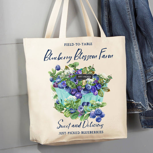 Blueberry Country Farm Fruit 12 oz Canvas Tote Bag
