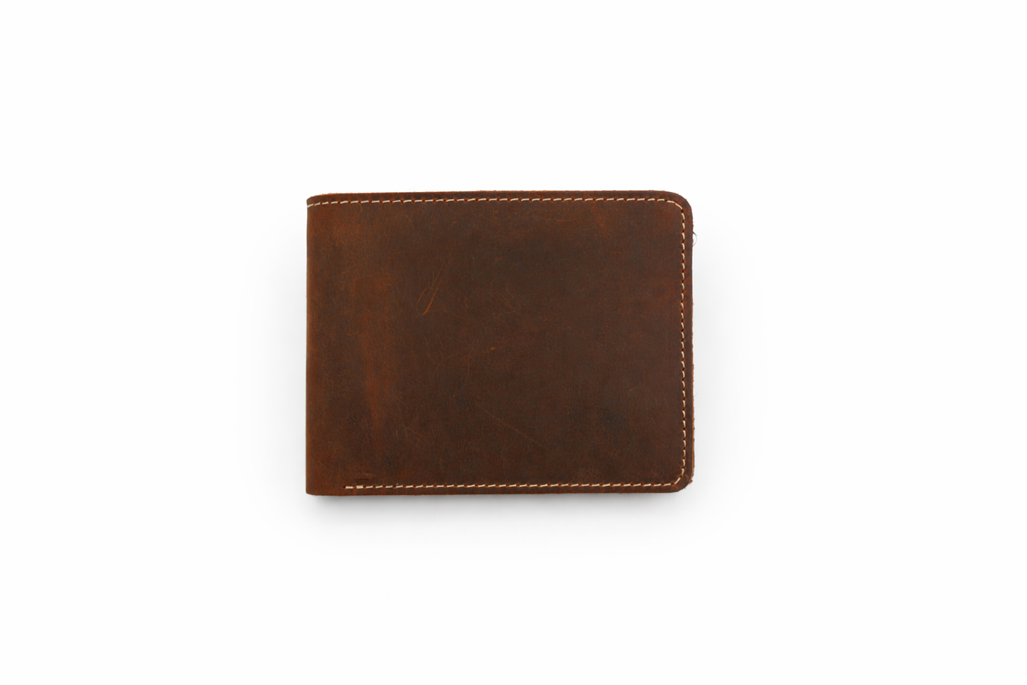 American Leather Goods - Men’s Full-Grain Crazy Leather Bifold Wallet with ID Window