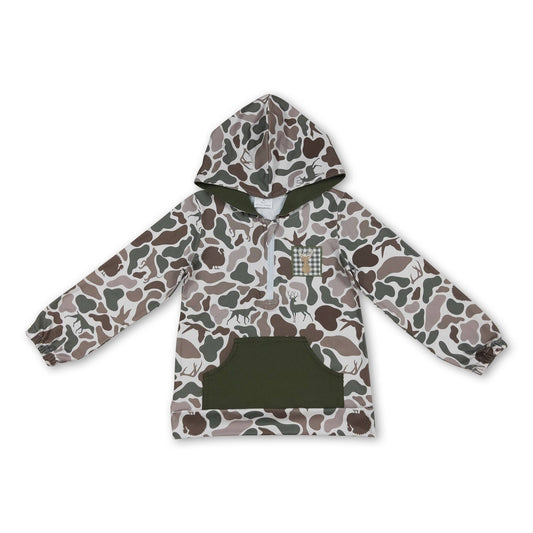 Youth Duck Print Youth Quarter-Zip Hooded Pullover