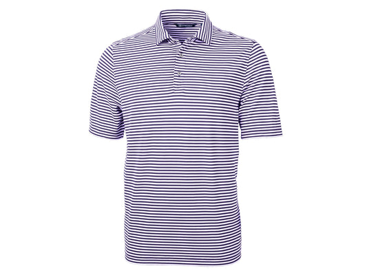 Cutter & Buck Virtue Eco Pique Stripe Recycled Mens Polo: College Purple / S / MCK01168