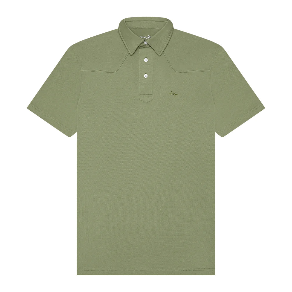 Lariat Western Polo In Sage| Texas Standard