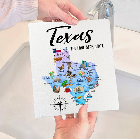 Texas State Map Souvenir  SWEDISH DISH CLOTH
