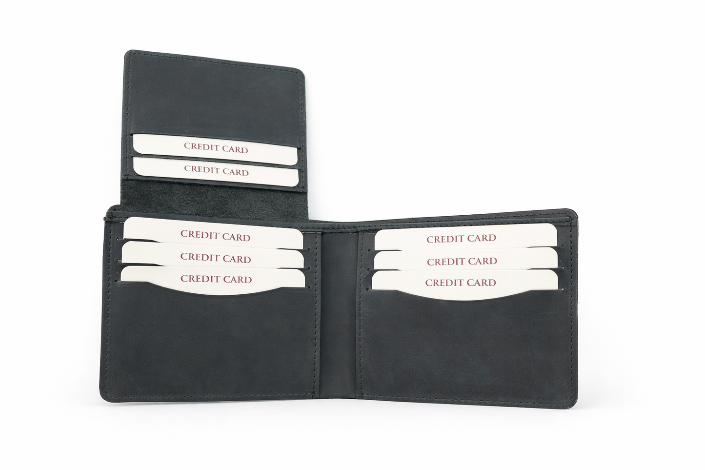 American Leather Goods - Men’s Full-Grain Crazy Leather Bifold Wallet with ID Window