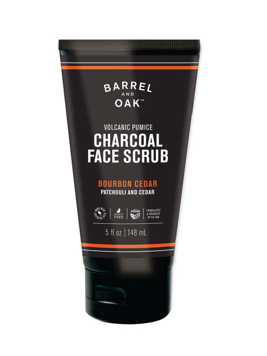 Volcanic Pumice & Charcoal Face Scrub in Bourbon Cedar| Barrel and Oak