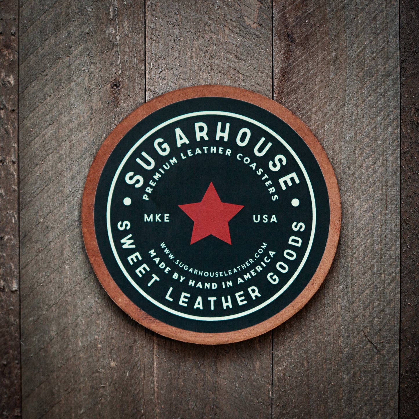 America 250th Flag Leather Coaster | Sugarhouse Leather