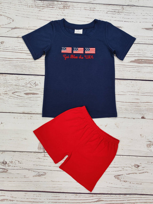 Baby Boy Appliqué Patriotic Shorts Set | Sassy Kids Palace