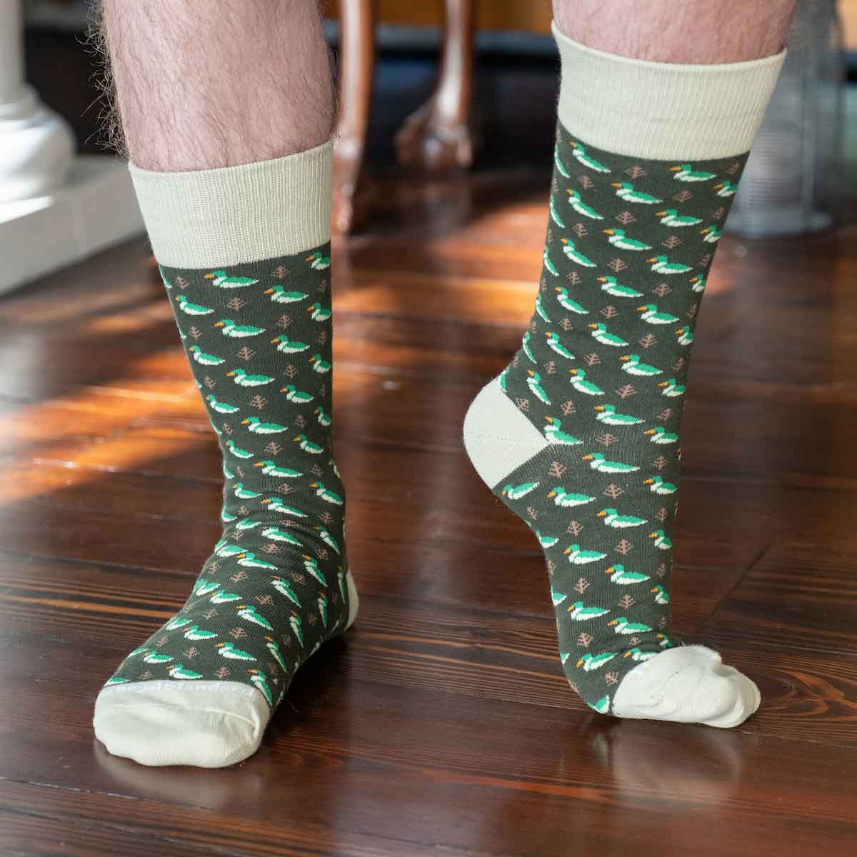 The Royal Standard - Men's Duck Socks   Hunter Green/Taupe   One Size