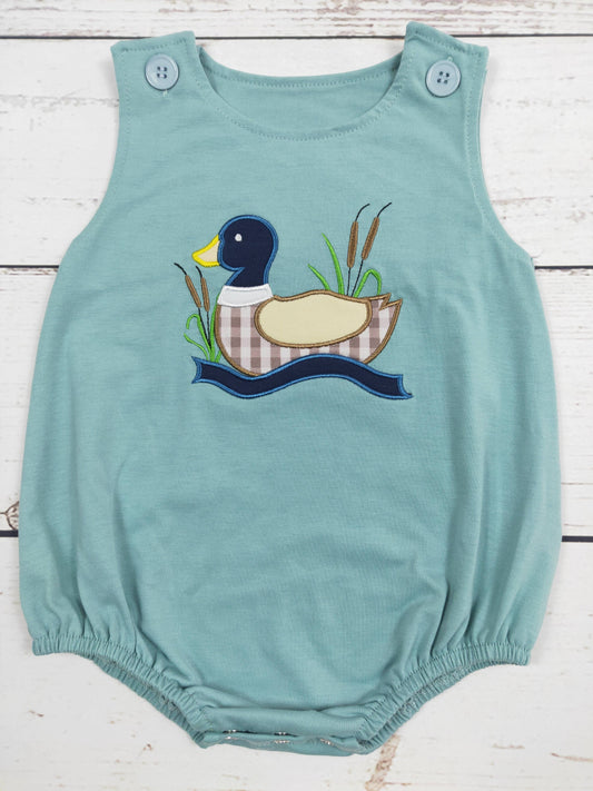 Duck Appliqué Cotton Baby Boy Romper | SK