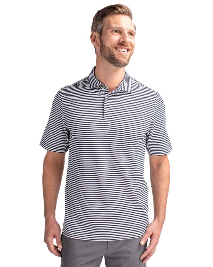 Cutter & Buck Virtue Eco Pique Stripe Recycled Mens Polo: College Purple / XL / MCK01168