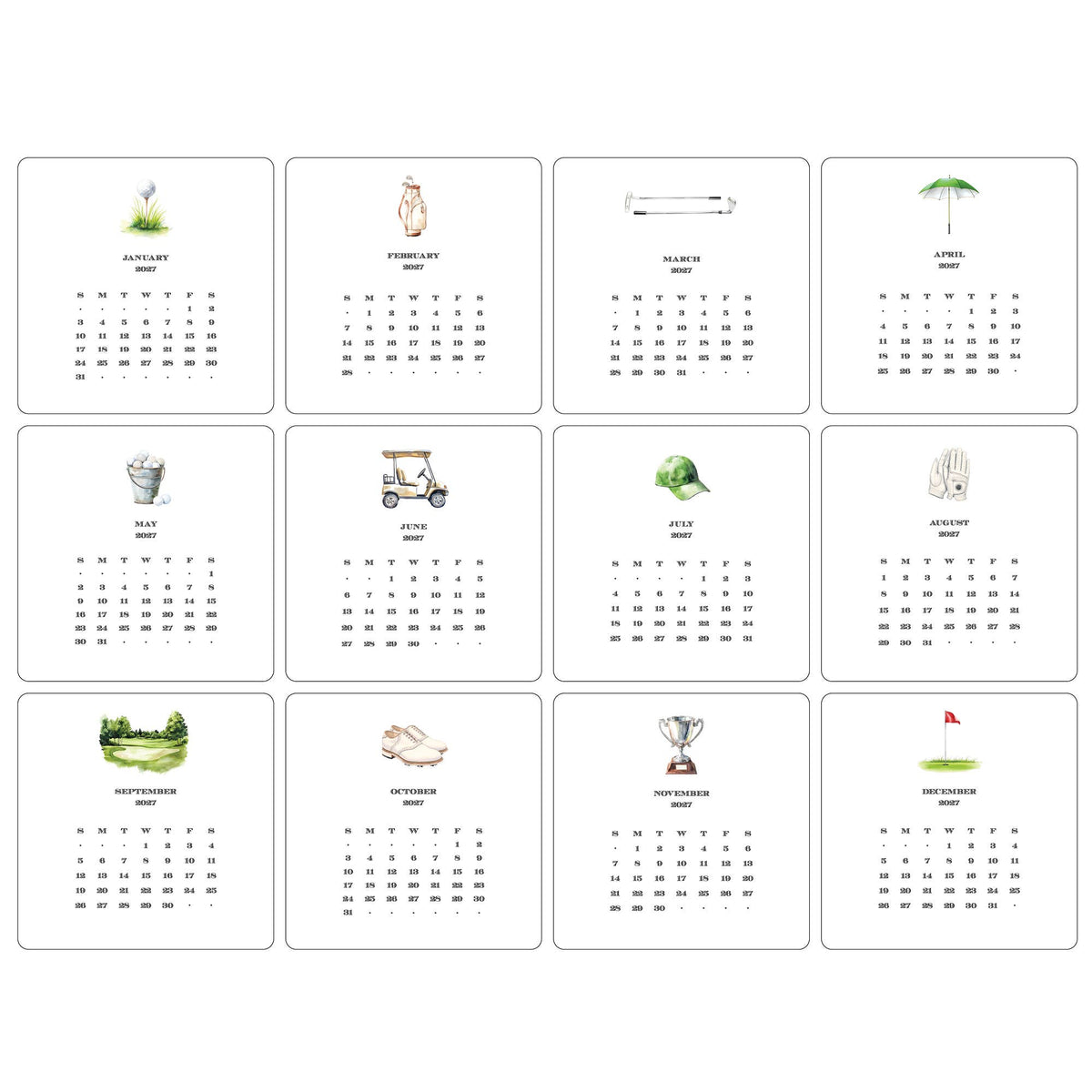 Maison de Papier - 2027 Golf Calendar with Easel
