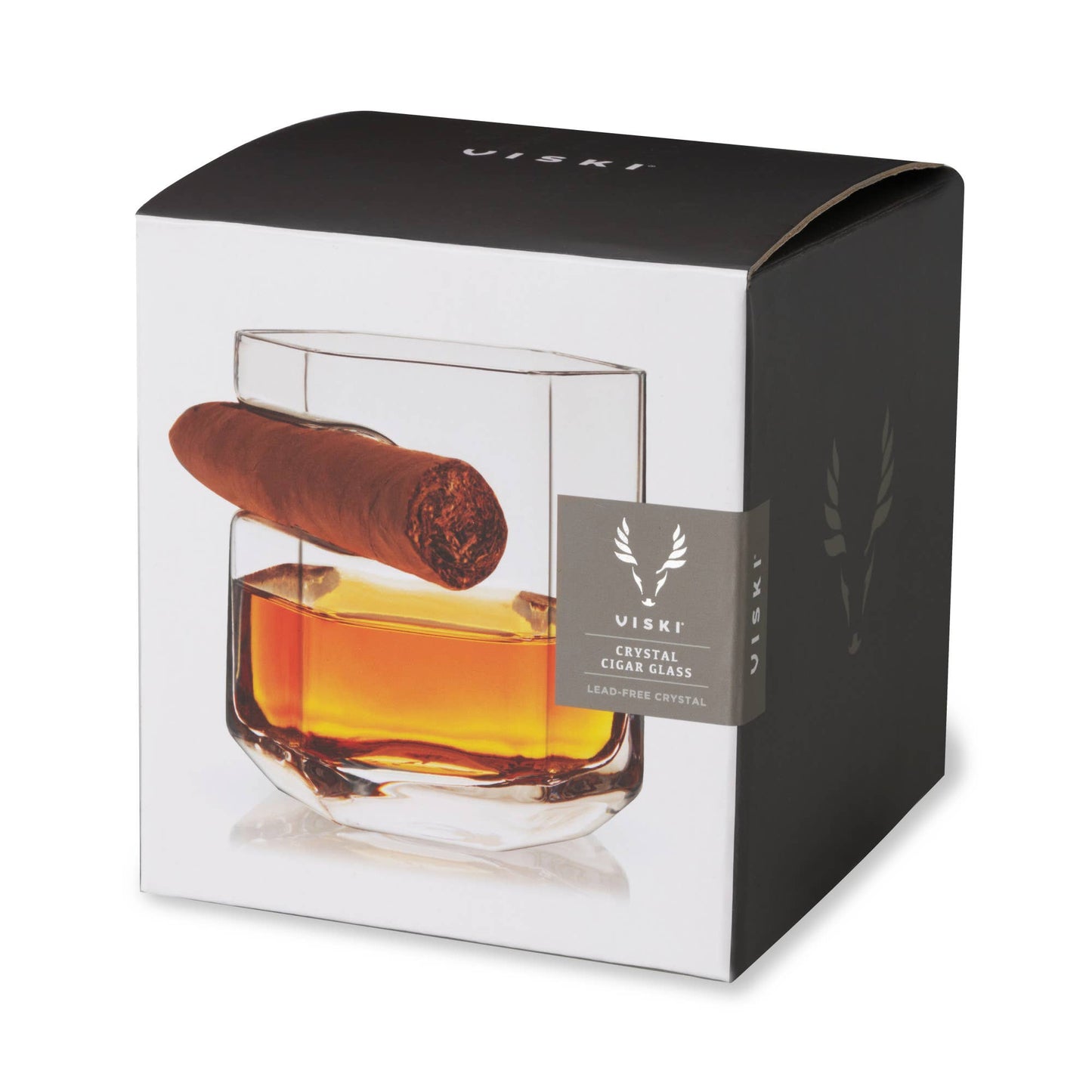 Raye™ Crystal Glass w/Builtin Cigar Holder | Viski