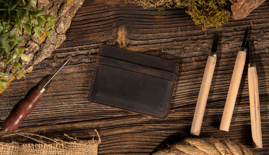 Leather Card Holder Wallet, Handmade Wallet for Men: Dark Brown