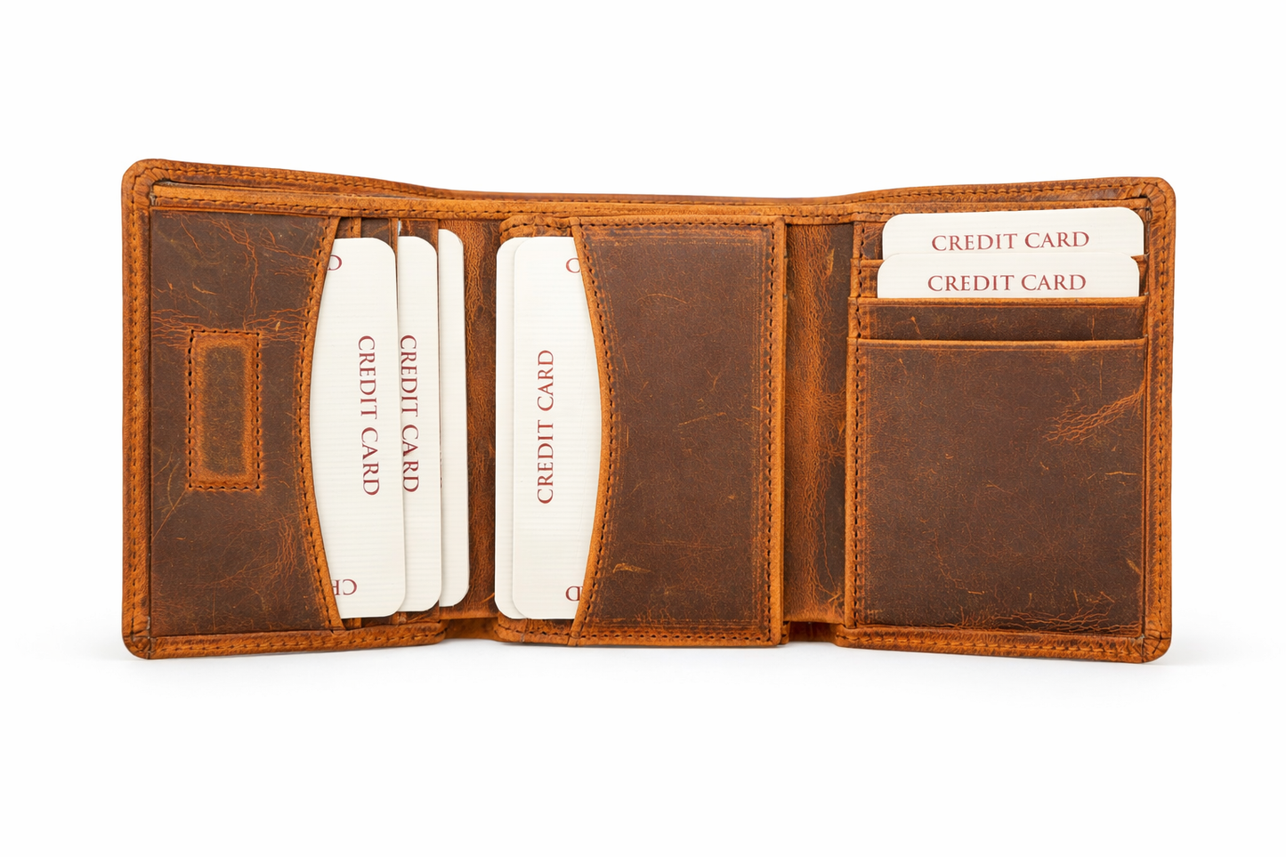 American Leather Goods - Leather Wallet for Men Handcrafted Distressed Trifold Wallet