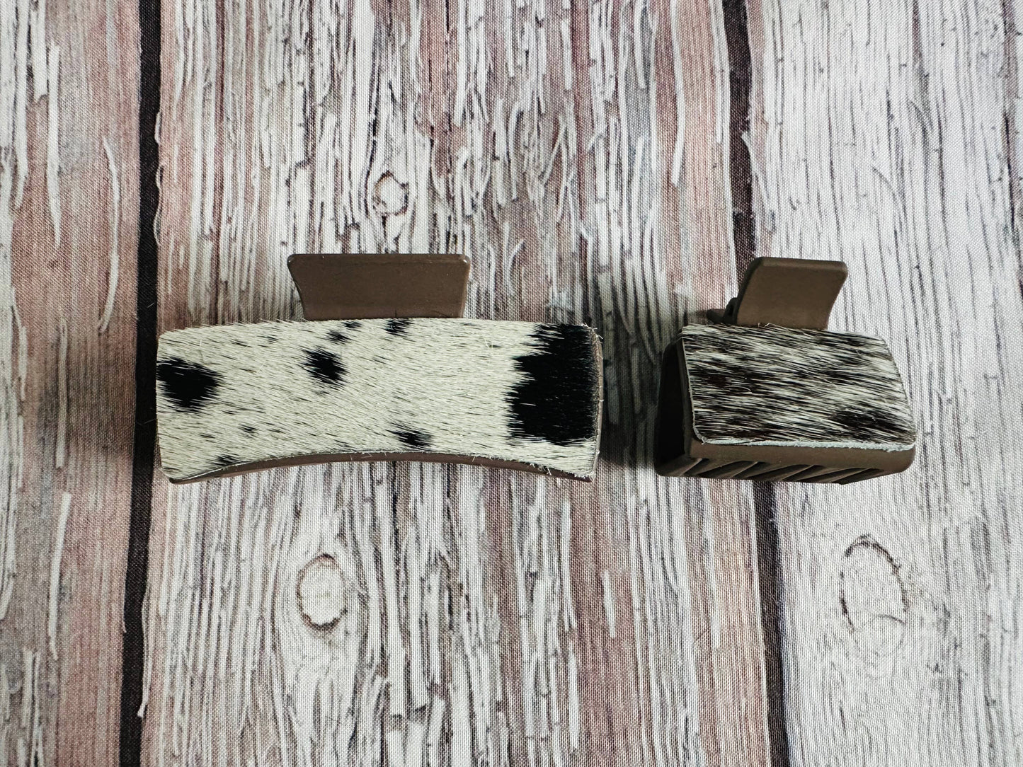 Neutral Cowhide Hair Clips